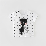 Girls Cute Little Cat Pattern T-shirt Cartoon T-shirt Tops