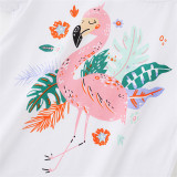 Girls Cute Little Swan Pattern T-shirt Cartoon T-shirt Tops