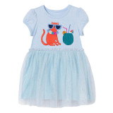 Toddler Girls Rabbit & Cat Casual Mesh Dress