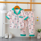 Toddler Kids Girl Carrot Rabbit Summer Short Sleeves And Long Pants Sleepwear Set Cotton Pjs