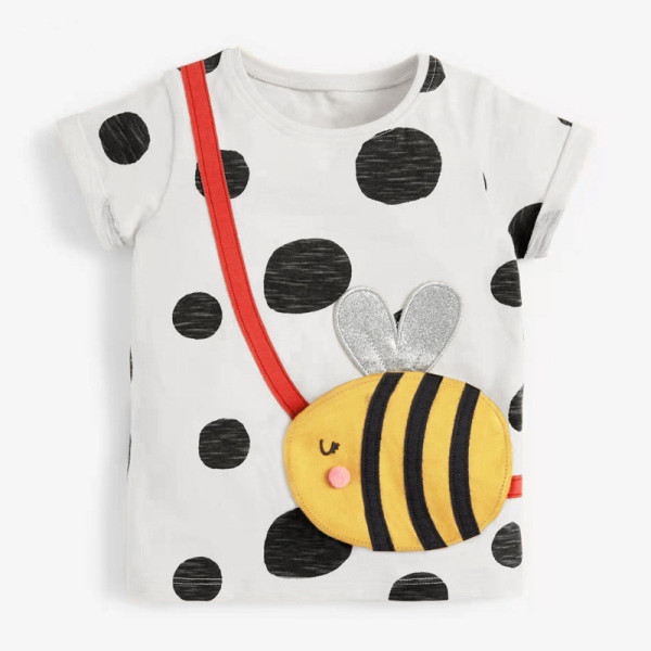 Girls Dots Cute Bee Shirts Cartoon Tops