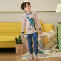 Kids Boy Print Dinosaur Pajamas Sleepwear Set Long-sleeve Cotton Pjs
