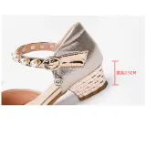 Kid Girls Sequins Bowknot Pearl High-heeled Pump Princess Dress Shoes