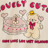 Girls Bear & Cake Pattern Shirts Cartoon Long Sleeves Tee Tops