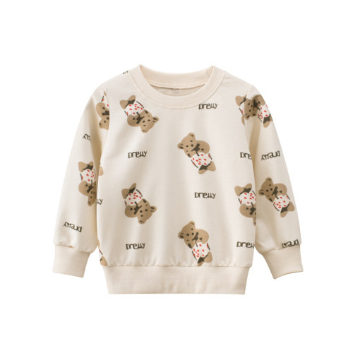 Girls Cute Long Sleeve Bear Pattern Blouse Cartoon Sweatshirt Tops