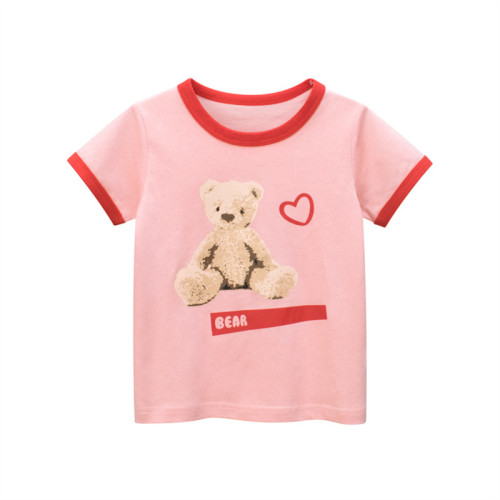 Girls Cute Bear & Heart Shirts Cartoon Tops