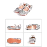 Kid Girl Pure Color Sequins Glitter Bowknot Princess Dress Shoes