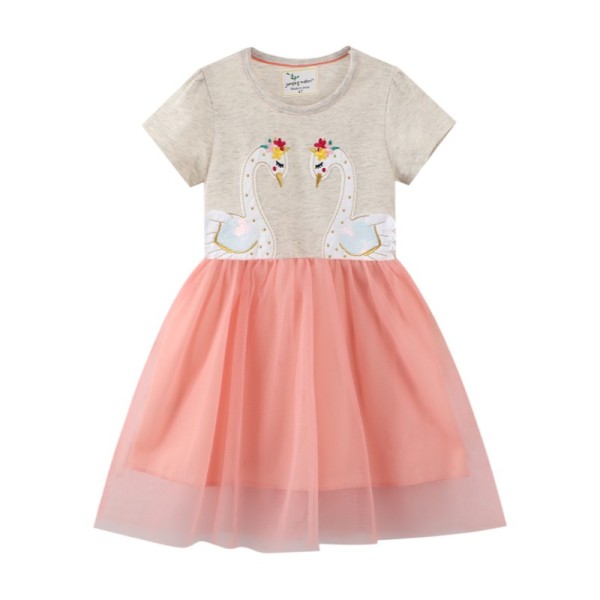 Toddler Girls Cotton Swan Pattern A-line Tutu Dress