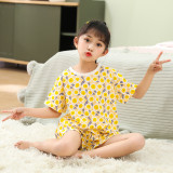 Toddler Kids Girl Daisy Flowers Summer Short Pajamas Sleepwear Set Cotton Pjs