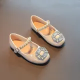 Toddler Girl Pearl Crystal Diamonds Rhinestone Flat Dress Shoes