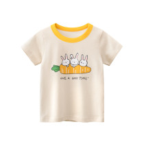 Girls Cute Rabbit & Carrot Pattern Slogan T-shirts Cartoon T-shirt Tops
