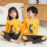 Kids Boy Print Skateboard Dinosaur Pajamas Sleepwear Set Long-sleeve Cotton Pjs