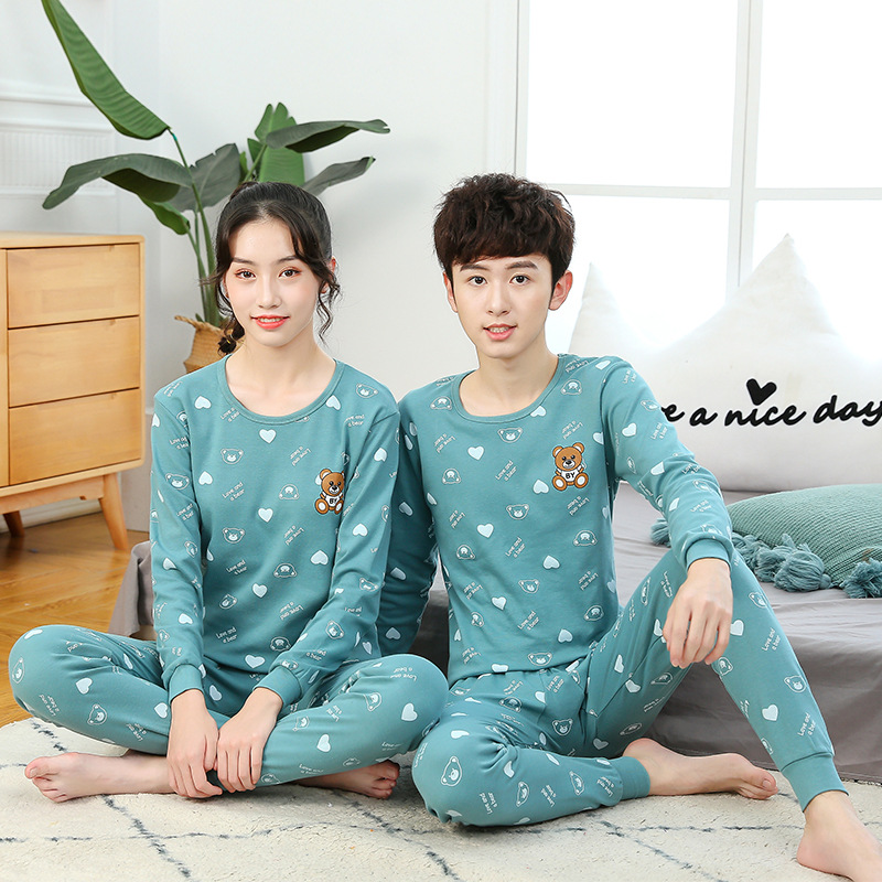 Kids Boy Prints Love Bear Pajamas Sleepwear Set Long-sleeve Cotton Pjs