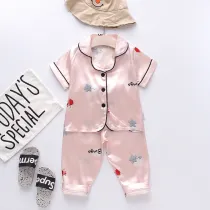 Toddler Kids Girl Prints Flower Summer Short Pajamas Rayon Silk Sleepwear Sets