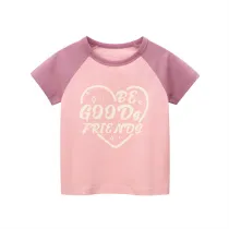 Girls Color Stitching Pattern Shirts Cartoon Tops