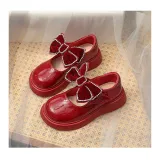 Toddler Girl Crystal Diamond Bowknot PU Leather Flat Dress Shoes
