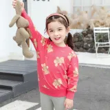 Girls Cute Bear Pattern Long Sleeve Blouse Cartoon Sweatshirts Tops