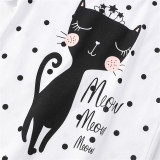Girls Cute Little Cat Pattern T-shirt Cartoon T-shirt Tops