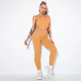 Women 2 Piece Seamless V-Neck Bra High Waist Yoga Leggings Sets