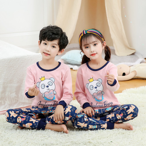 Toddler Kids Girl Crown Bear Pajamas Sleepwear Set Long-sleeve Cotton Pjs