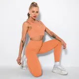 Women 2 Piece Seamless V-Neck Bra High Waist Yoga Leggings Sets