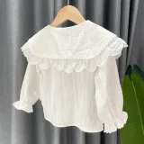 Girls Cute Lace Collar Pattern Blouse Cartoon T-shirt Tops