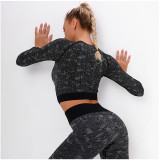 Women Camouflage Knitting Seamless Outfits Workout Yoga Legging Set