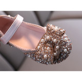 Toddler Girl Color Diamonds Pearl Bowknot Flat Dress Shoes