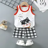 Toddler Kids Boy Happy Dog Summer Vest Tops and Short Pant Sleepwear Set Cotton Pjs