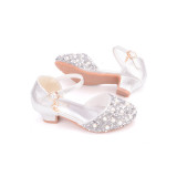 Kid Girls Sequins Pearl Diamonds Heels Pumps Dress Shoes