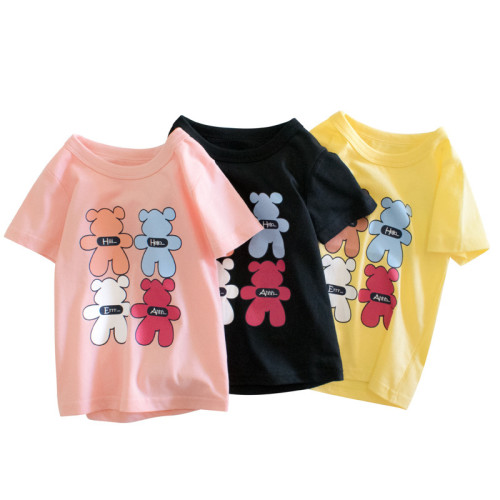Girls Cute Bear Slogan Pattern T-shirts Cartoon T-shirt Tops