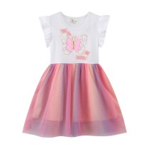 Toddler Girls Seuins Butterfly Casual Mesh Dress