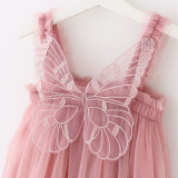 Toddler Girls Butterfly Suspender Mesh Dress