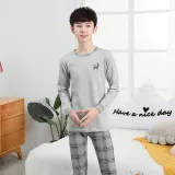 Kids Boy Prints Lattice Deer Pajamas Sleepwear Set Long-sleeve Cotton Pjs