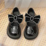 Toddler Girl Crystal Diamond Bowknot PU Leather Flat Dress Shoes