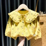 Girls Cute Stars Pattern Lace Collar Blouse Cartoon T-shirt Tops