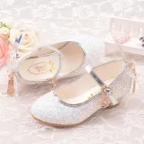 Kid Girls Sequins Glitter Diamonds Butterfly Heels Pumps Dress Shoes