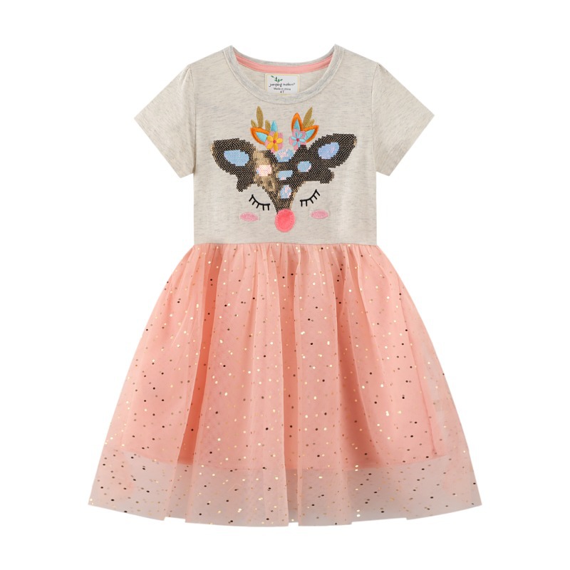 Toddler Girls Fox Pattern Mesh Casual Dress