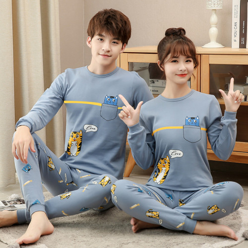 Kids Boy Prints Tiger Cat Pajamas Sleepwear Set Long-sleeve Cotton Pjs