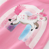 Girls Cute Rainbow Unicorn Pattern T-shirt Cartoon T-shirt Tops