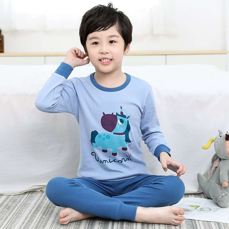 Kids Boy Print Unicorn Pajamas Sleepwear Set Long-sleeve Cotton Pjs