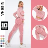 Women Cloud Printing Peach Lift Seamless Workout High Waisted Scrunch Butt Yoga Leggings