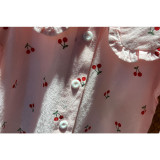 Girls Cute Cherry Pattern Lace Collar Blouse Cartoon T-shirt Tops