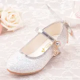 Kid Girls Sequins Glitter Diamonds Butterfly Heels Pumps Dress Shoes