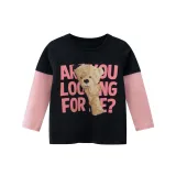 Girls Bear Pattern Printing Shirts Cartoon Blouse Long Sleeves Tops