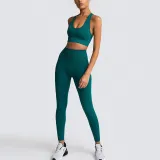 Women Seamless Sport U Shaped Neck Bra High Waist Close Fitting Yoga Leggings Sets