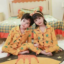 Toddler Kids Boy Prints Rainbow Dinosaur Long Sleeves Pajamas Rayon Silk Sleepwear Sets