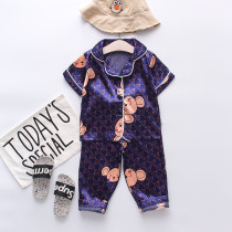 Toddler Kids Boy Prints Mouse Short Sleeves Pajamas Rayon Silk Sleepwear Set