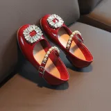 Toddler Girl Pearl Crystal Diamonds Rhinestone Flat Dress Shoes