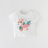 Girls Cute Little Swan Pattern T-shirt Cartoon T-shirt Tops
